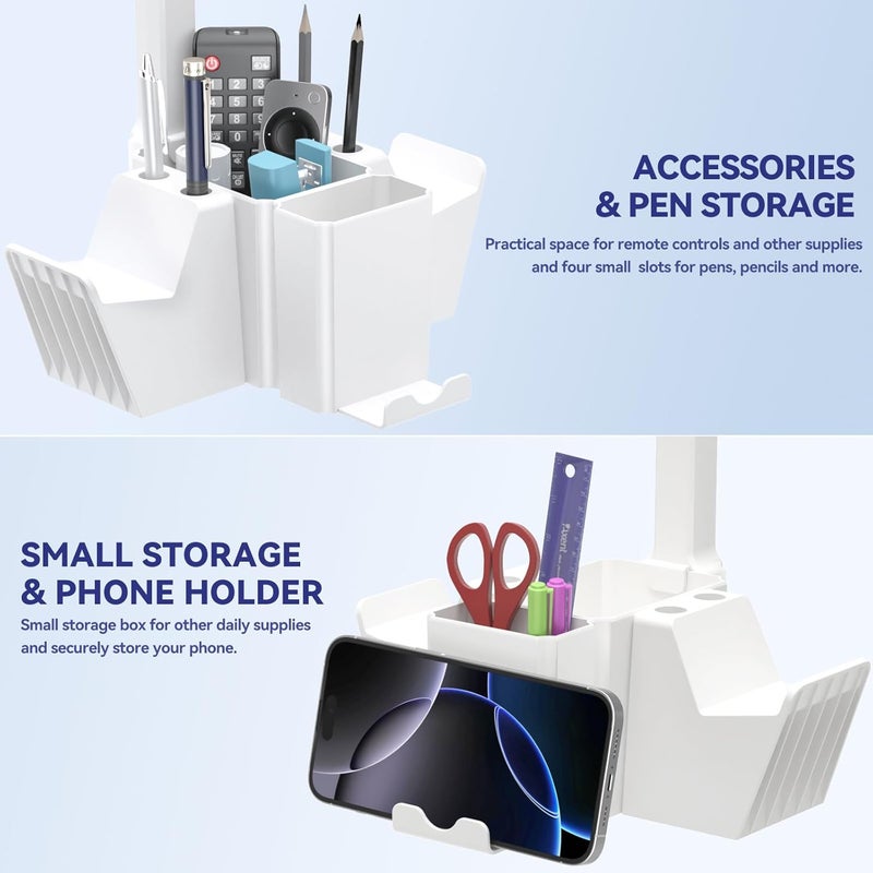 KDD Dual Controller Holder with Headphone Stand - Multi-Functional Desk Storage Box with Phone Holder - Universal Controller Stand with Desktop Organizer for Remote Control Pen Accessories(White) - Image 4